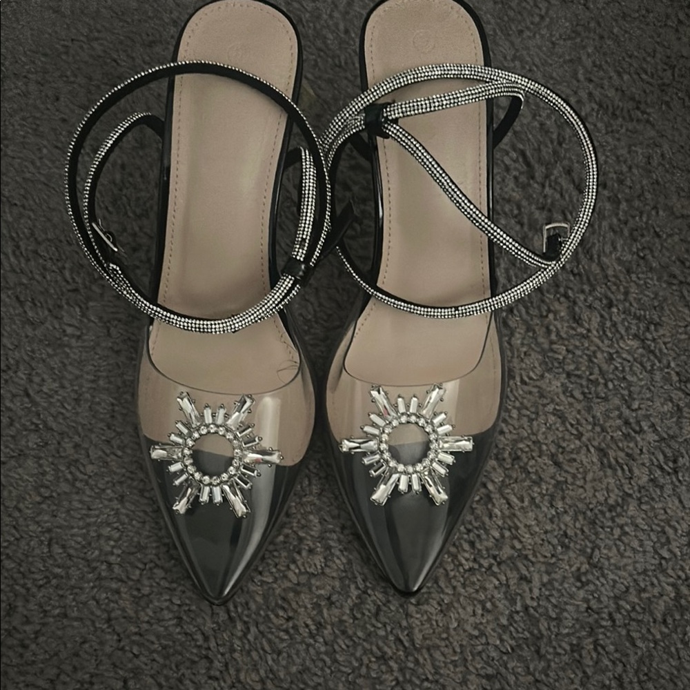 Black Heels with Sparkling Embellishment